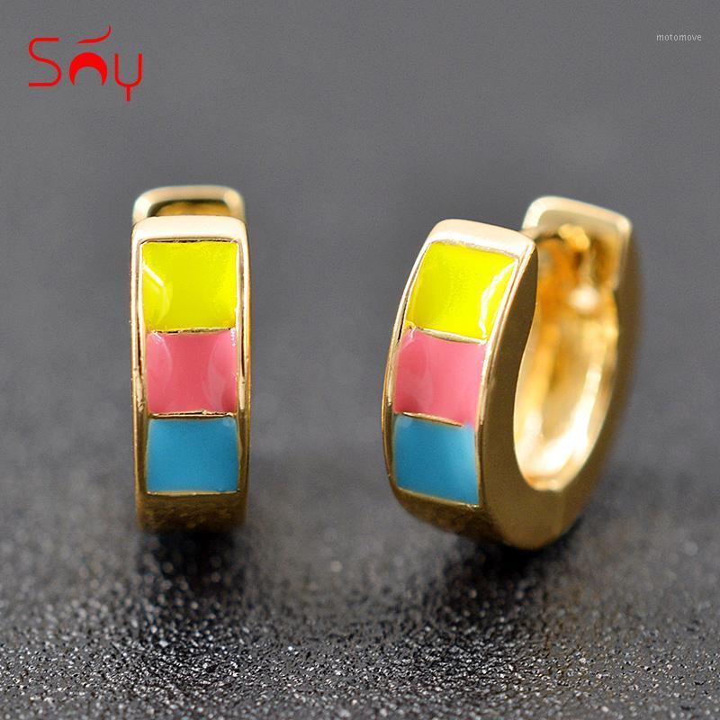

Sunny Jewelry Classic Jewelry Hoop Earrings For Women Copper Triple Color Square Earrings For Wedding Findings1