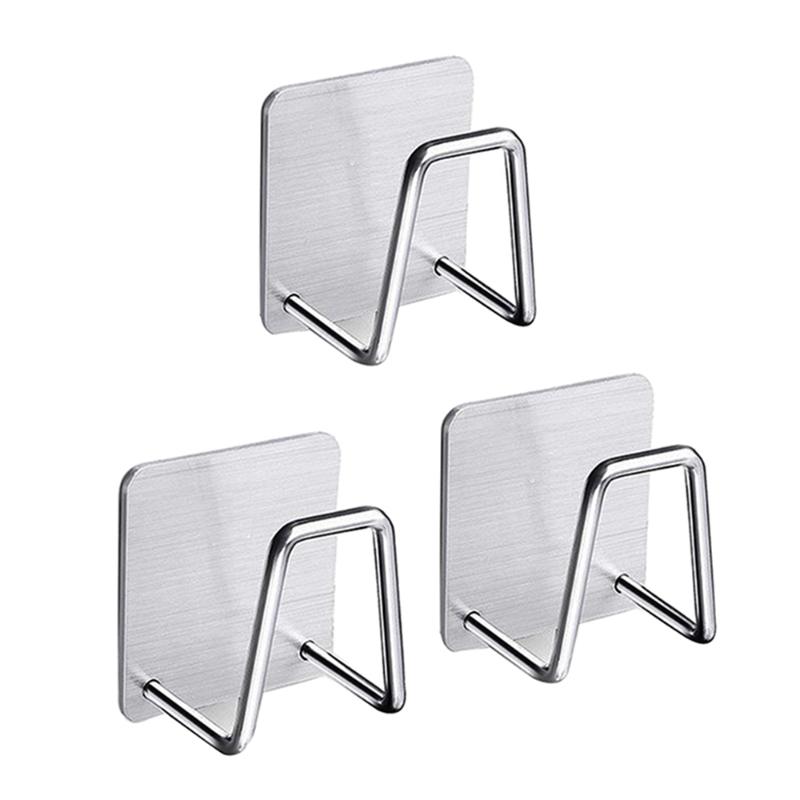 

3pcs Sponge Drain Rack Stainless Steel Sponge Storage Rack Durable Kitchen Drain Holder Puch Free Sink Shelf For Kitchen
