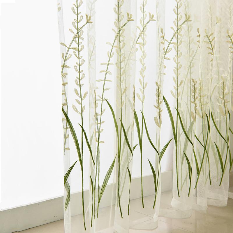 

Rustic Rice Spike Curtains for the kitchen Embroidered Sheer Curtains for Kids Bedroom Window Gauze Yarn Curtain Living Room, Tulle 1 piece