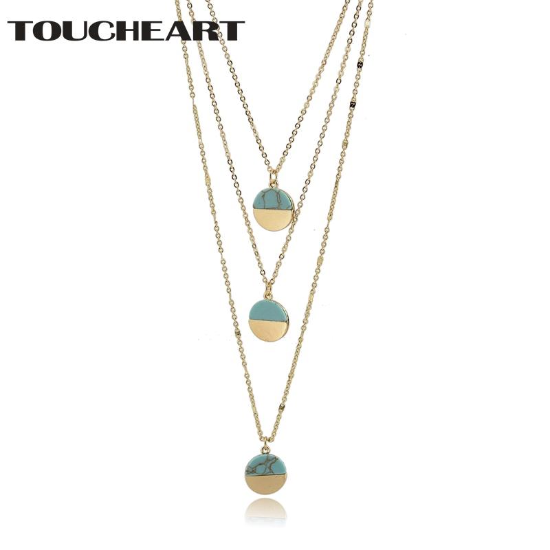

Pendant Necklaces TOUCHEART Layered Necklace Display Jewelry Round Metal With Stone Pendants Vintage Colar Statement SNE160074