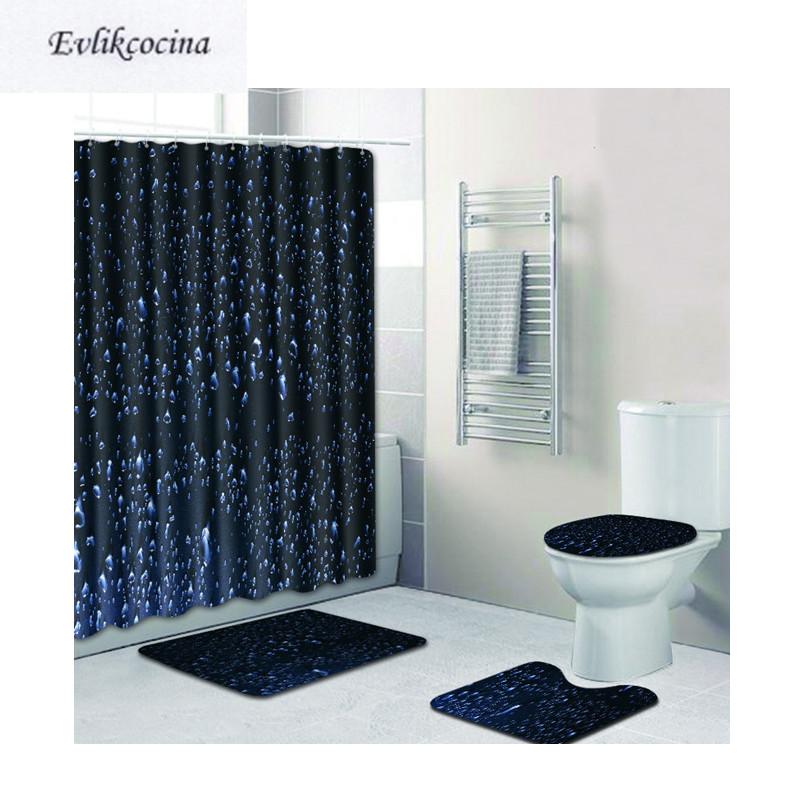 

Free Shipping 4pcs Rainy Banyo Bathroom Carpet Dark Blue U Toilet Bath Mats Set Non Slip Pad Tapis Salle De Bain Alfombra Bano