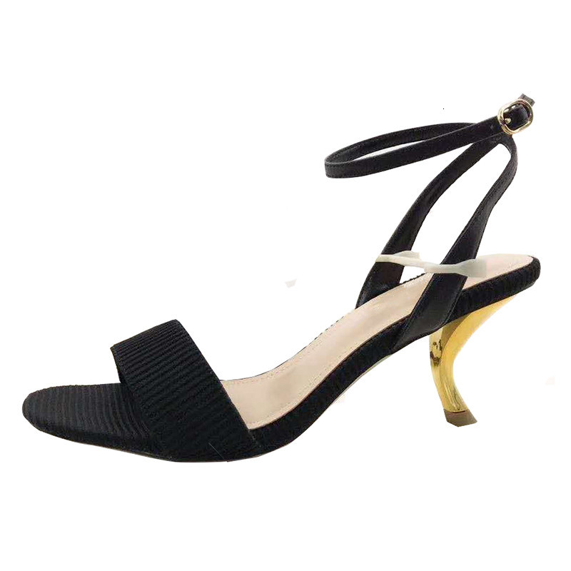 

2021 Spring and Summer New Cat Fashion Simple Open Toe Heel Sandals Women Shoes 0t4b, Black