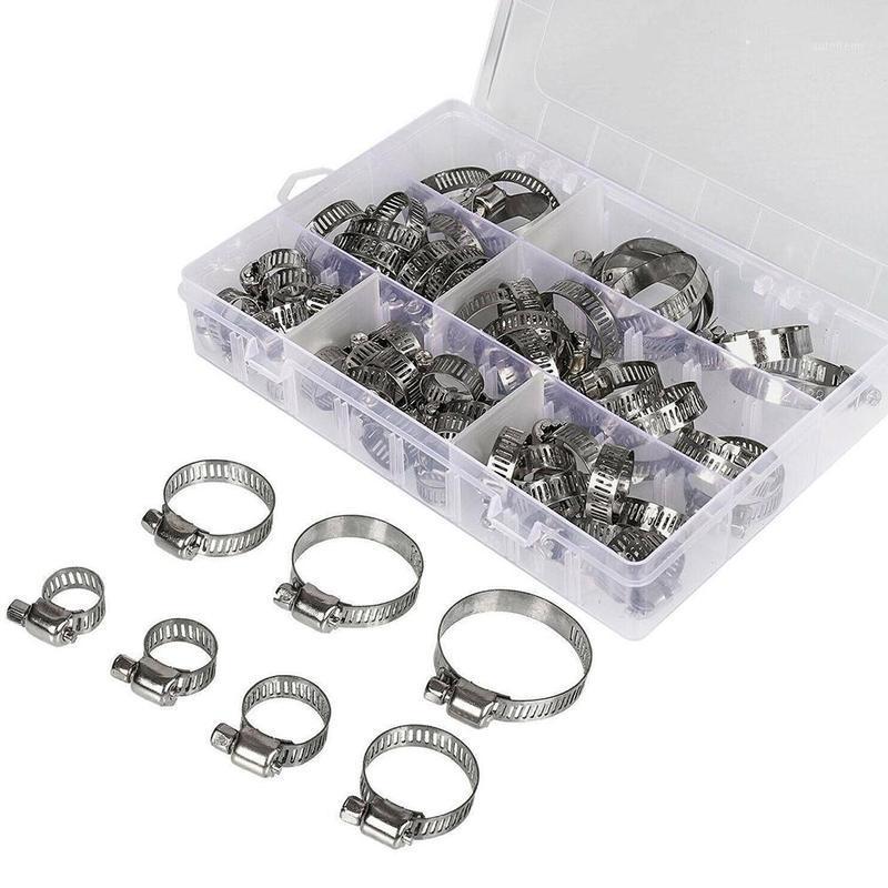 Stainless Steel Single Ear Hose Clamp, 80Pcs 6-23.6mm Crimp Hose Clamp Assortment Kit Ear Stepless Cinch Rings Crimp Pinch Fit1-image-640331055