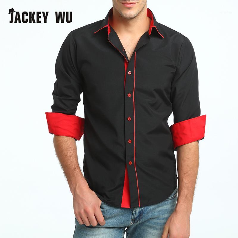 

Men's Dress Shirts JACKEYWU Casual 2021 Fashion Korean Pure Color Long Sleeve Men Breathable Camisas White Men's Clothing 3XL1, Black shirts