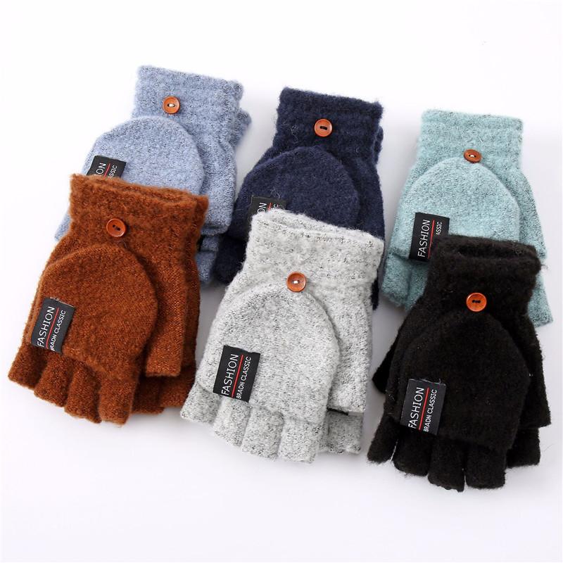 

Winter Combo Mens Womens Fingerless Half Capped 2 in 1 Gloves Warm Mittens