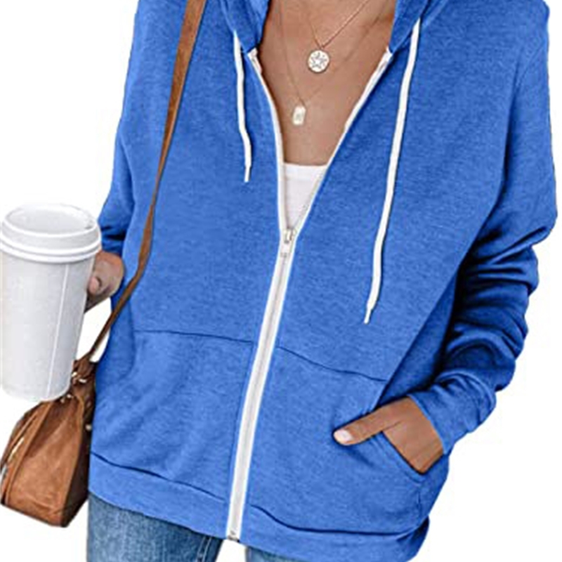 

Tie dyed long sleeve woman's hoodie purse zipper autumn coat for woman A67M, Cai lan
