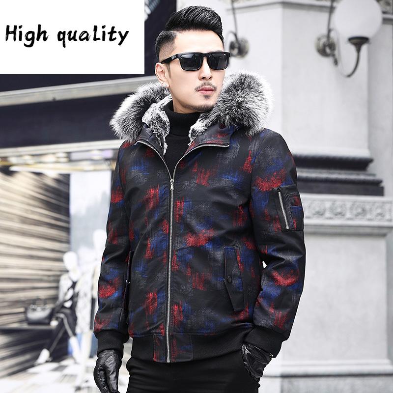 

Parka Mens Real Fur Coat Natural Rex Fur Liner Short Winter Jacket Collar Parkas Hombre 2020, Black