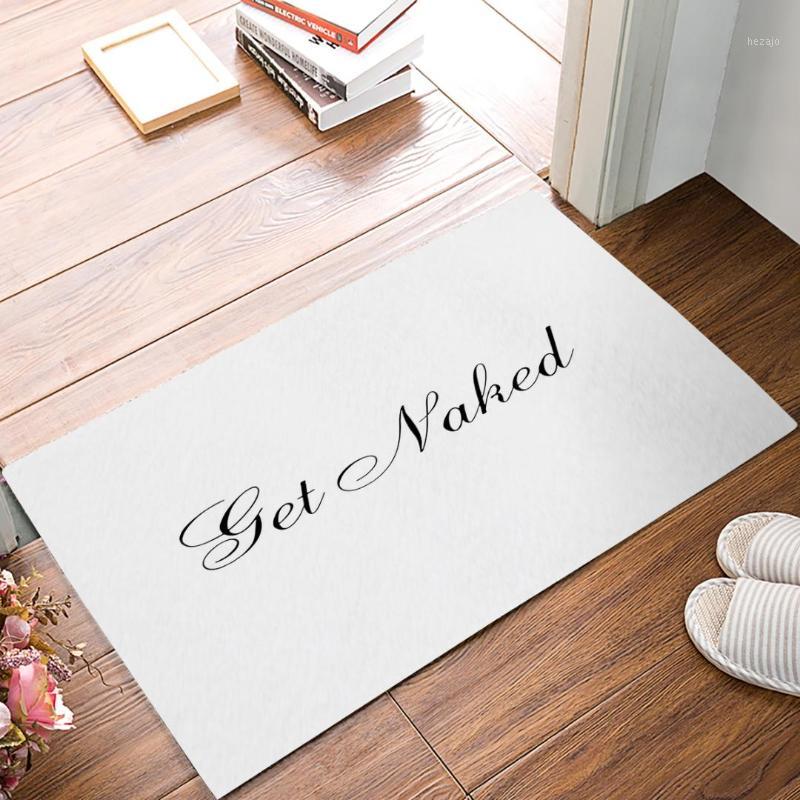 

CHARMHOME Simple Design Get Naked Doormat Indoor Bathroom Kitchen Welcome Doormat Black White Letter Print Floor Mat1, Tk-leobon-0552