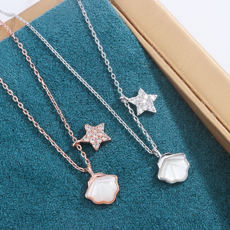 

2020New life diamond necklace water shell gem sterling silver non-allergic non-fading plant necklace female