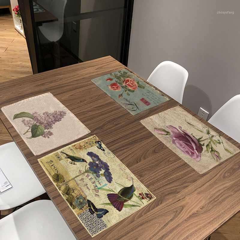 

Table Napkin Swallow Lavender Rose Postmark Butterfly Geometric Decor Living Room Dining Hall Perfume Bottle Mat Placemat
