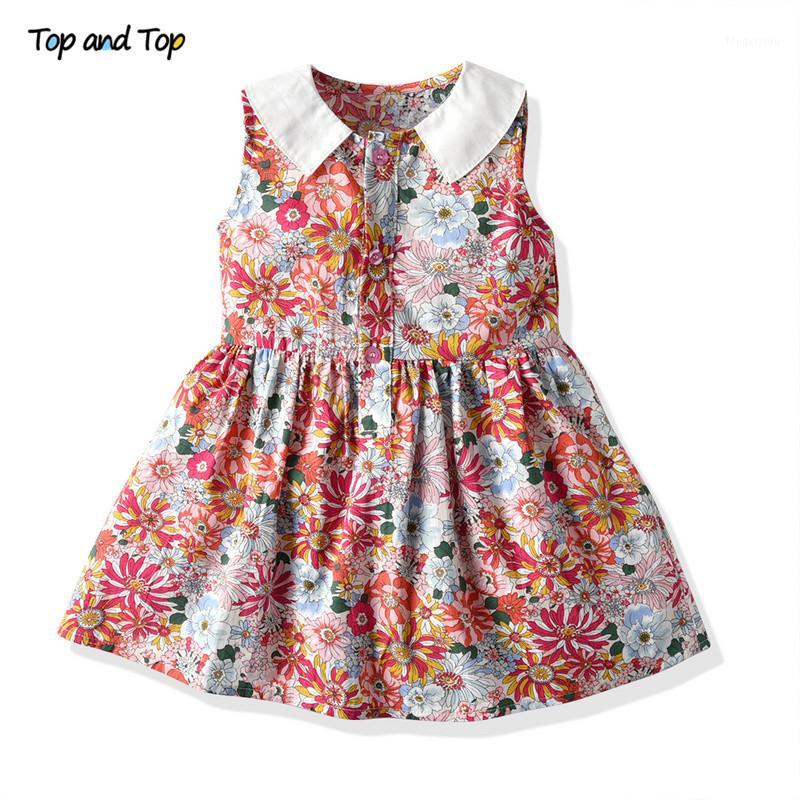 

Top and Top Summer Fashion Children Casual Dresses Kids Girl Sleeveless Flower Print Formal Dress Little Girls Princess Dresses1, Navy