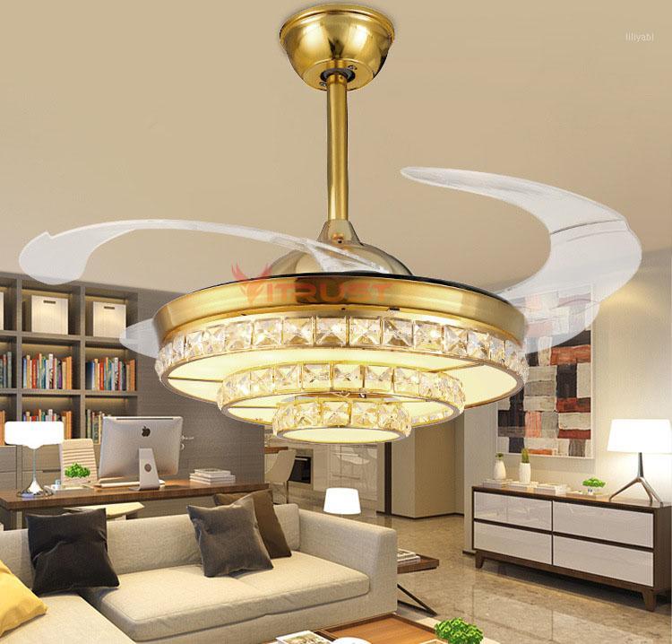 

Modern Crystal LED Ceiling fan Lights Crystal Remote Control Fans Lighting Living Room Dining Hanging Fans Bedroom 110V 220V1