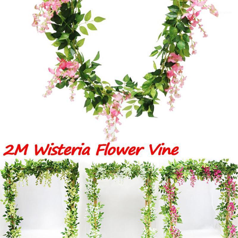 

Wisteria Flower Vine Bean Flower Tree Vine DIY Wedding Home Garden Decor Plants Wisteria Rattan Artificial String Flore1, Pink