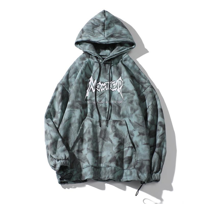 

Mens Women Tie Dye Fleece Hoodies Autumn New Fashion Hooded Sweatshirt Loose Oversized Casual Man Pullover Couple Hoodie Bluza, Gray
