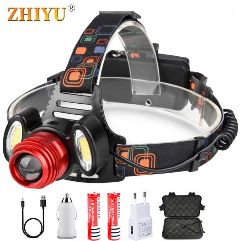 

T6 COB Portable LED Headlamps 3 Colors Zoom Adjustable Headlight 4 Modes Lamp DC Rechargeable Headband Light for Camping Fishing1