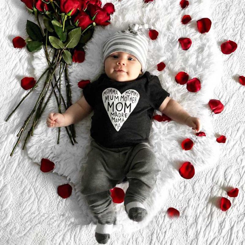 

Newborn Baby Valentine Sets Girl Boys Children Outfits Letter Romper Tops Pants Hat Cap Infant Newborn Baby Girls Sets Outfits1, Black