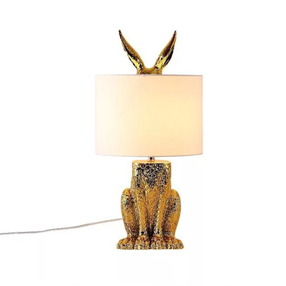 

Bedside Table Lamp Modern Round Nightstand Lamps with Rabbit Head Retro Industrial Desk Light for Bedroom Office Study Decorative Lights