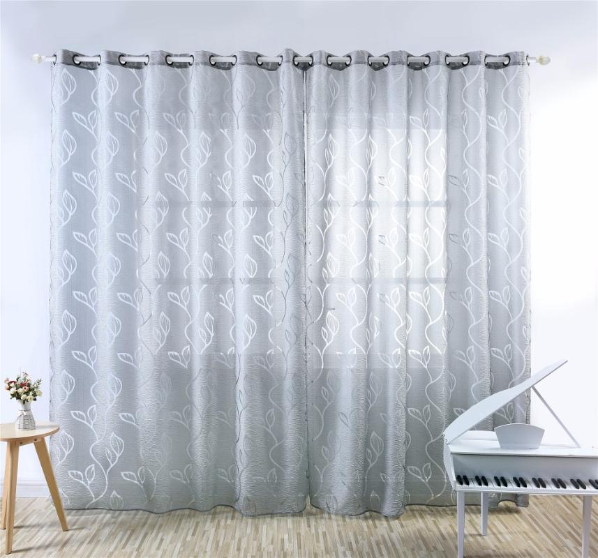 

2020 Hot Sales Bubble Pattern european leaf style Window sheers Home Decor Window Curtain Cut Flowers tulles 1pc, Red