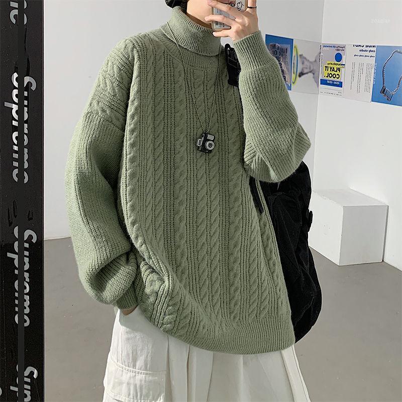 

Winter Thick Turtleneck Sweater Men's Warm Fashion Casual Knit Pullover Men Loose Korean Couple Knitting Sweaters Mens Clothes1, Dark gray
