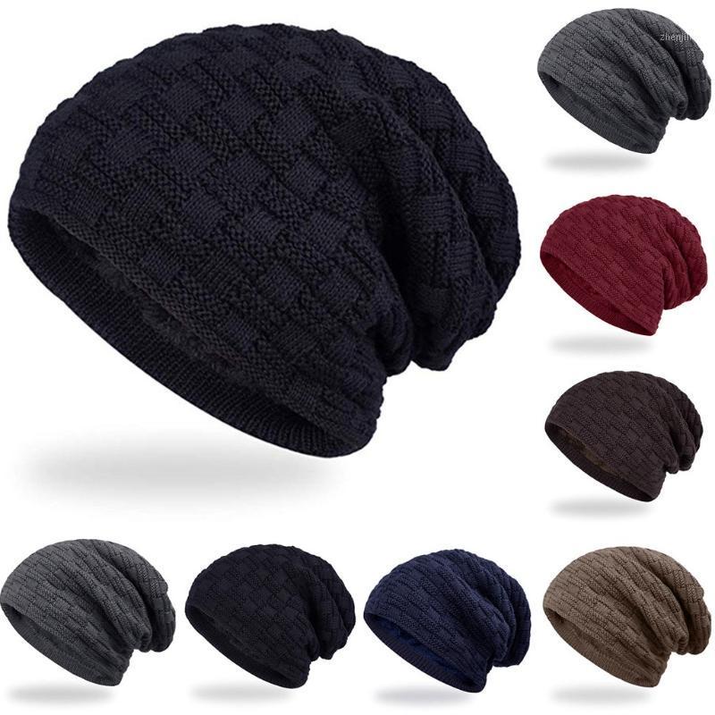 

Men Solid Color Knitted Hat Plush Thickened Knitted Ear Protection Warm Hat Outdoor For Male Fashion Causal Cap Chapeau1