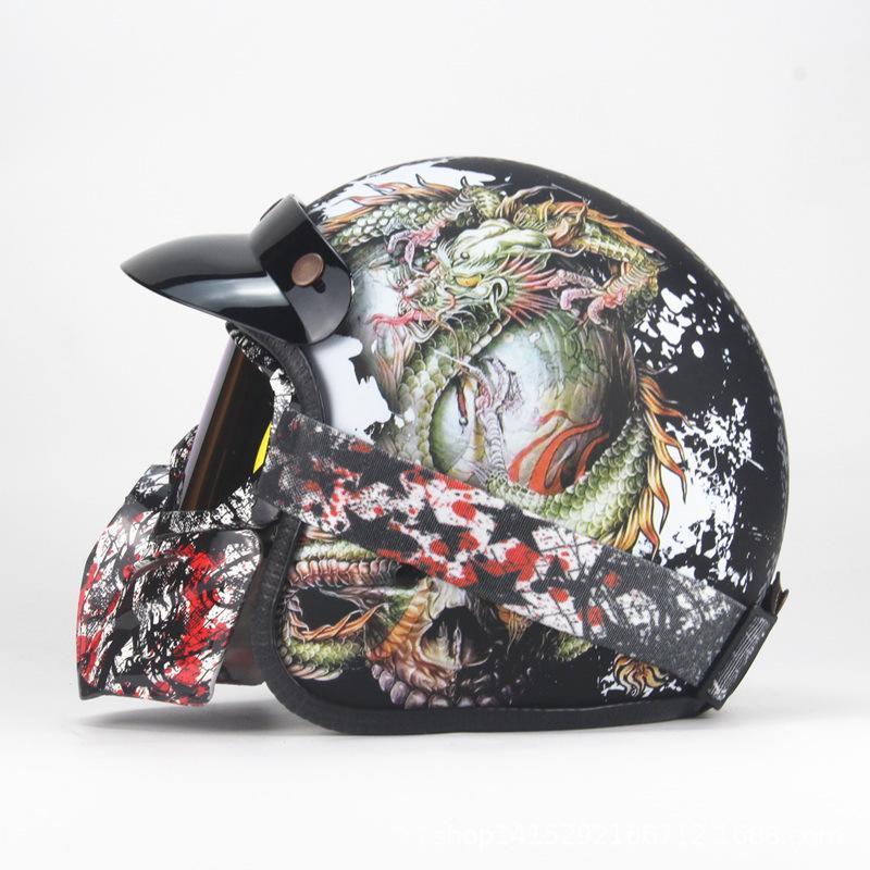 

Motorcycle Helmet Open Face Helmet Full Face Retro electric vehicle four seasons men women1