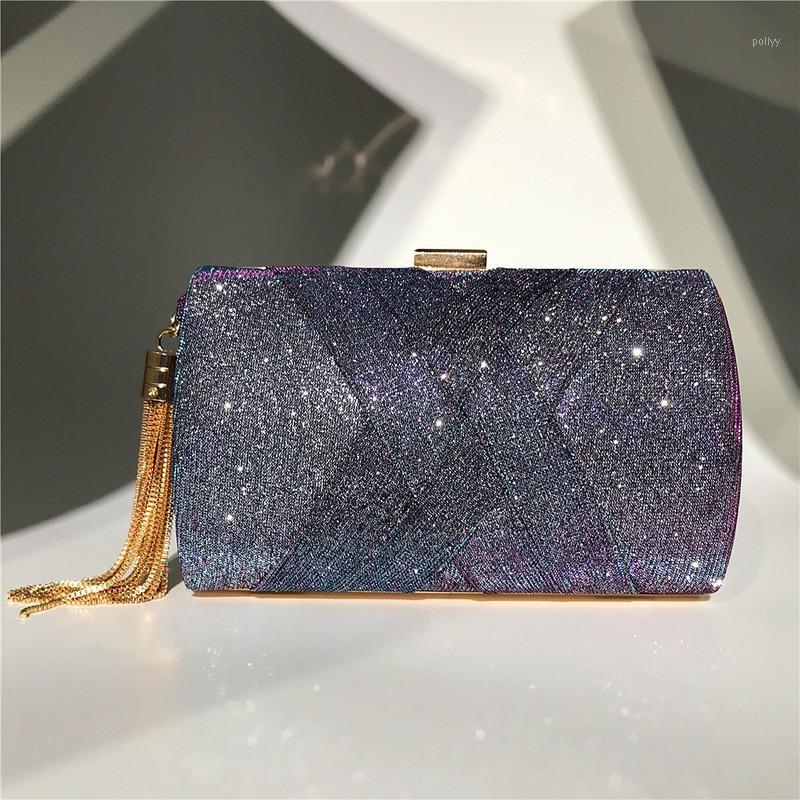 

Women's Dinner Bag Shoulder Bag 2020 New Women's Handbag Color Changing Fringe Party Fashion Party1, Blue
