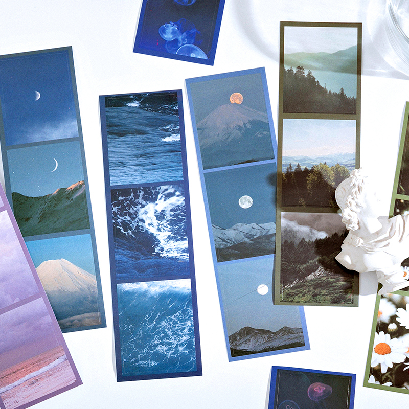 

8 designs of sun moon starry sky mountains decorative notepad diary creative self-adhesive stationery stickers aesthetics