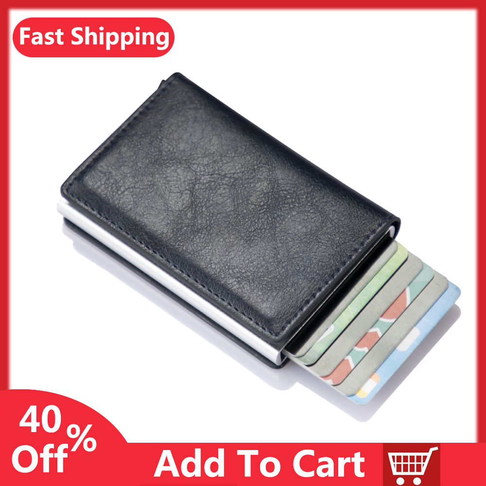 

New Men women smart wallet Credit Bank fashion alloy Business Casual Leather, Red