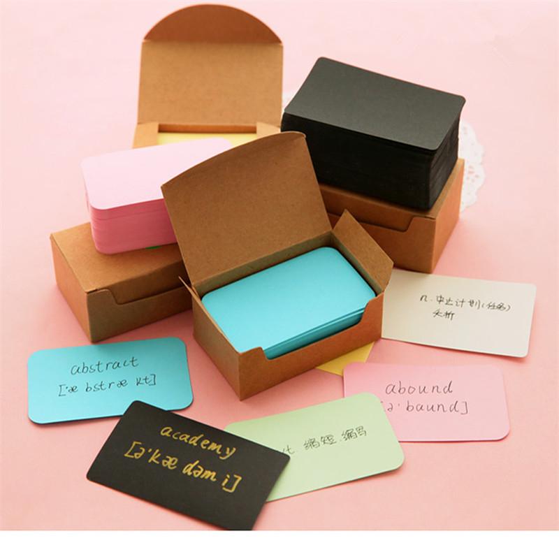 

4 Colors 100 Pcs Kraft Paper Card Blank Business Cards Message Memo Party Gift Thank You Cards Label Bookmarks Learning
