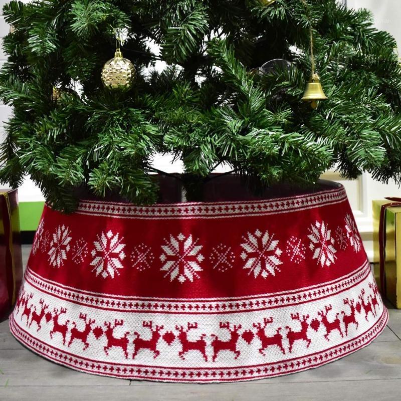 

30 Inch Christmas Tree Skirt Elk Snowflake Base Collar Around Xmas New Year Party Home Decoration1