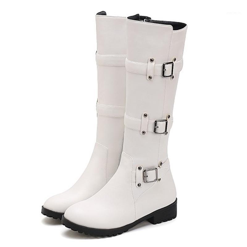 

Zipper Knee High Boots Women White Buckle Square Toe Fashion Sexy Party High Heels Boots Women Thick Heel Winter Shoes1, Black