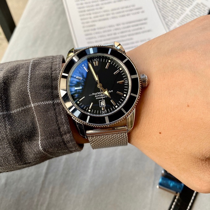 

Hot Sale Men Automatic Mechanical Movement Black Sport Wristwatch 44mm Luxury Stainless Steel Free Shipping