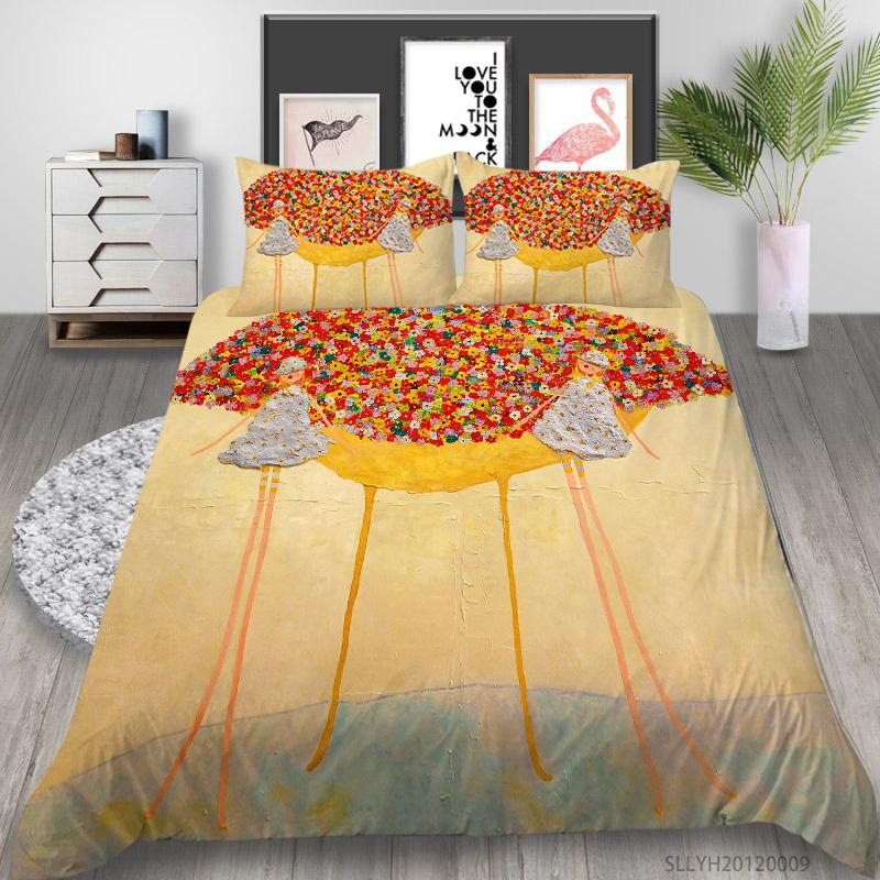 

3D Luxury Bedding Set Oil Painting Watercolor Print Duvet Cover Set Pillowcase Modern Home Bed Dropship, Style 4