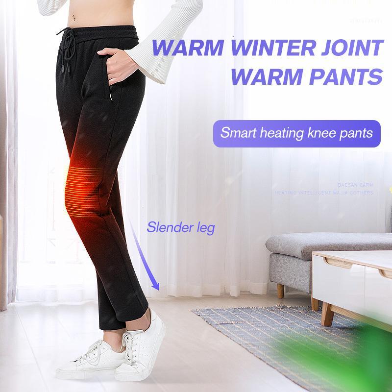 

Outdoor Pants PARATAGO Winter Heated Warm Women USB Heating Hiking Pant Sports Ski Smart Knee Heat Warmer Elastic Trousers P62221, Black women