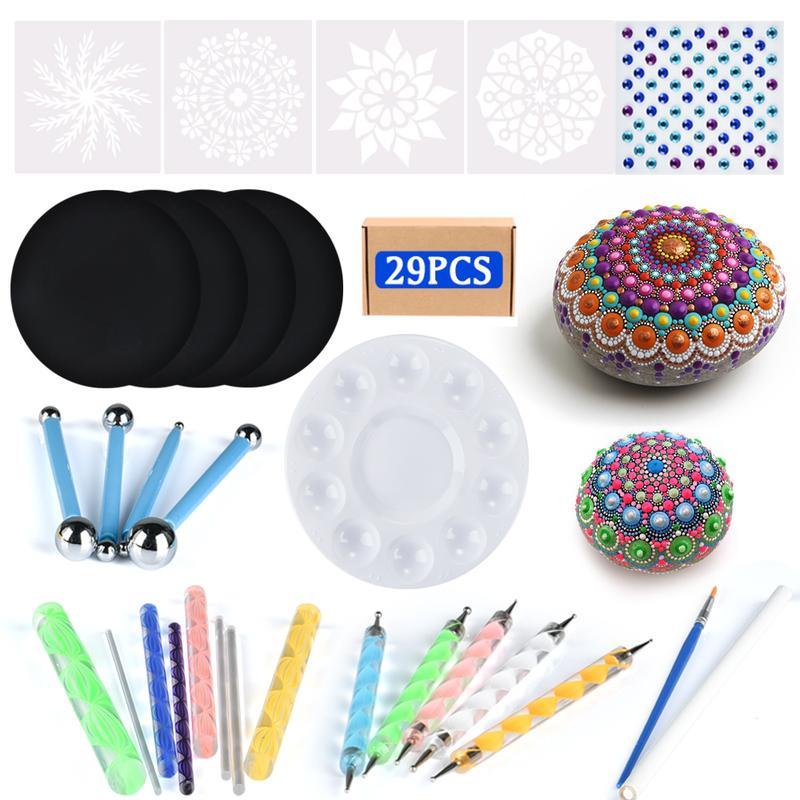 

29pcs/set Mandala Dotting Tool Diy Mandala Painting Stencil Kits Acrylic Rods Paint Tray For For Painting Rocks qylIFz