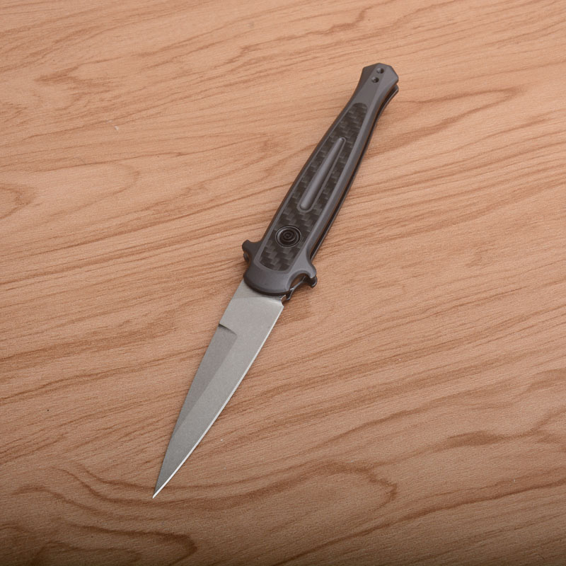 

1Pcs KS Launch 8 Auto Tactical Knife CPM154 Black Blade 6061-T6 with Carbon Fiber Handle With Retail Box