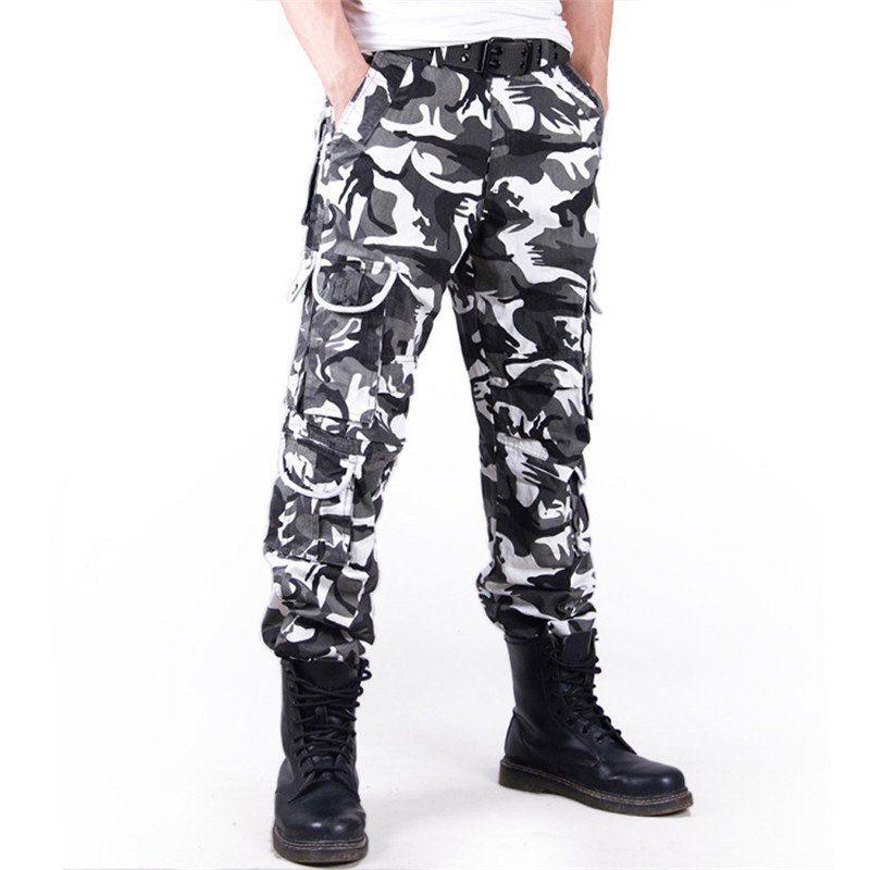 

Men's Random Pant Fashion Loosed Multi-army General Manpower Cargo Outdoors From the Army Camouflage Long Pants Cofx, Black white camoufla.