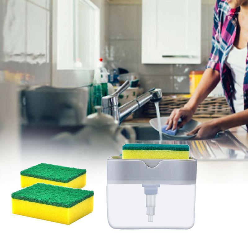 

Multifunction Soap box 2-in-1Sponge Rack Soap Dispenser Dispenser And Sponge Caddy 13 Ounces bathroom dispenser#GH1