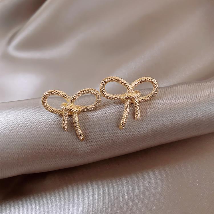 

Cute Sweet Bow Fashion Stud Earrings Metal For Women Party Fine Jewelry Accessories Teen Gift