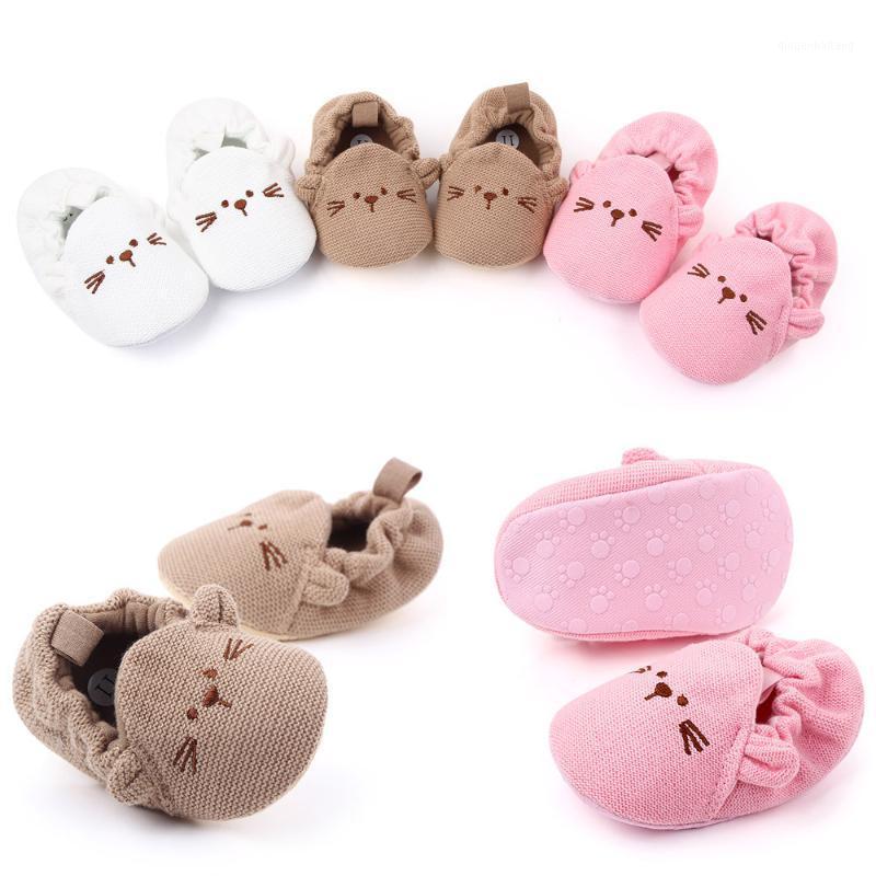 

Newborn Baby Booties Soft Sole Infant Toddler First Walkers Baby Knitted Crib Shoes New Born Slippers1, White