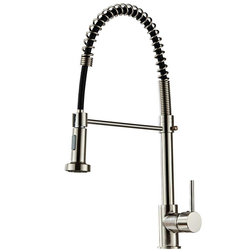 

Brushed Finish Nylon Kitchen Sink Faucet Pull Down Sprayer Single Hole Bar Mixer