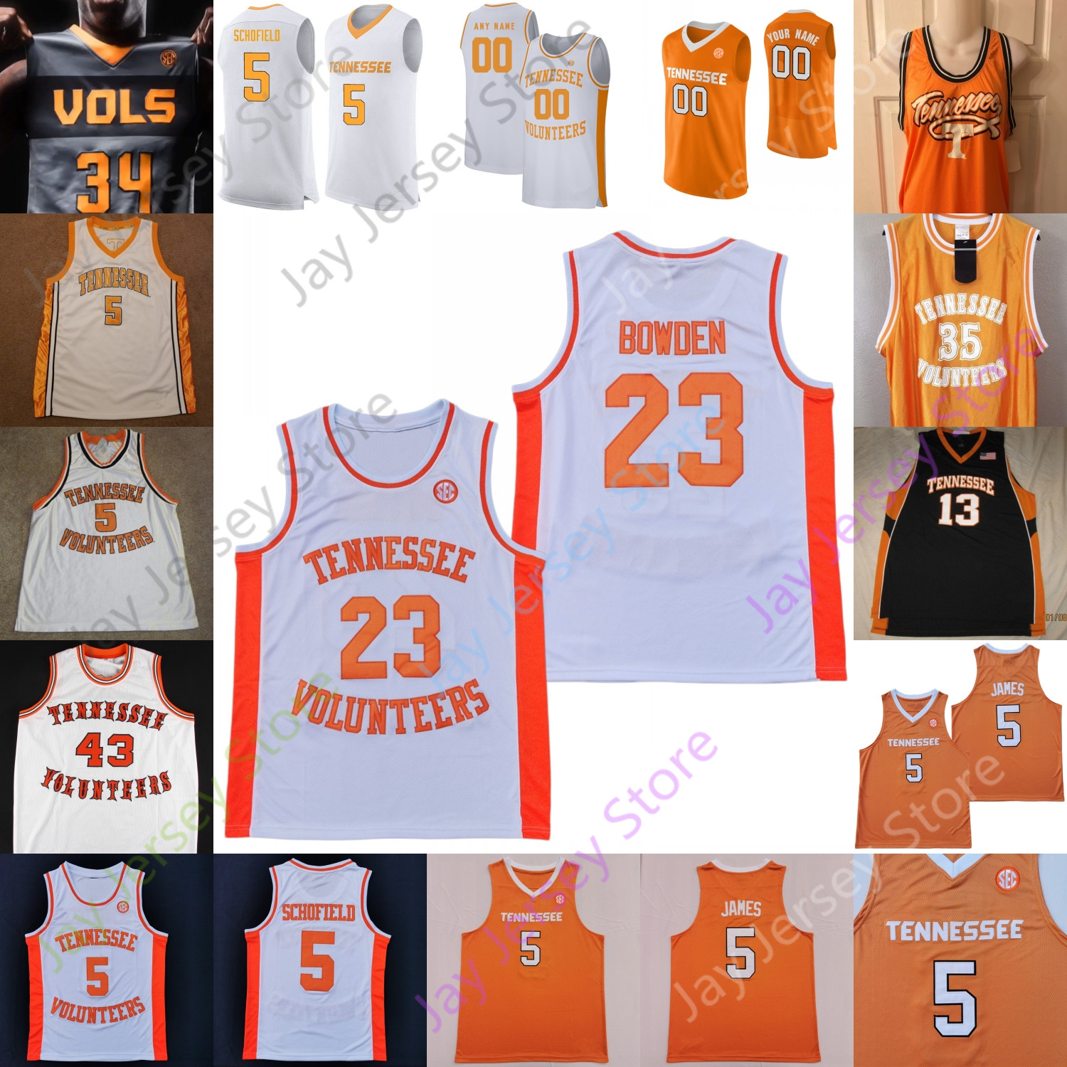 

Tennessee Volunteers Basketball Jersey NCAA College Williams Admiral Schofield Tobias Harris Josh Richardson Olivier Nkamhoua Uros Plavsic, Orange iii