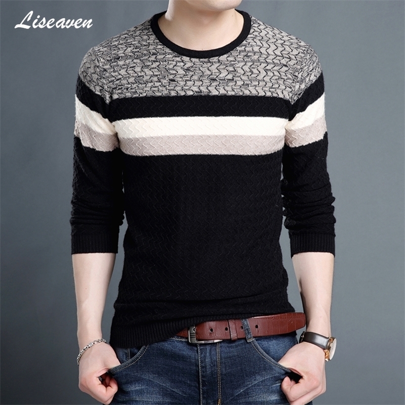 

Liseaven Sweaters Men O-Neck Brand Men's Clothing Slim Fit Pullovers Men Knitwear 201201, Navy blue