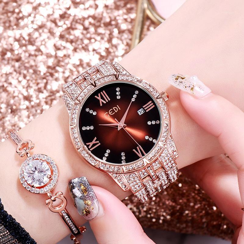 

Montre Femme Luxury Full Rhinestone Watches Crystal Fasihon Roman Numeral Calendar Dress Watch for Women Waterproof Girl's Gift1, Blue