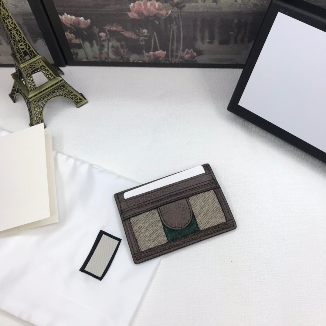 best quality brown canvas with genuinel leather womens card holder with box luxurys designers wallet mens wallet purse credit card holder