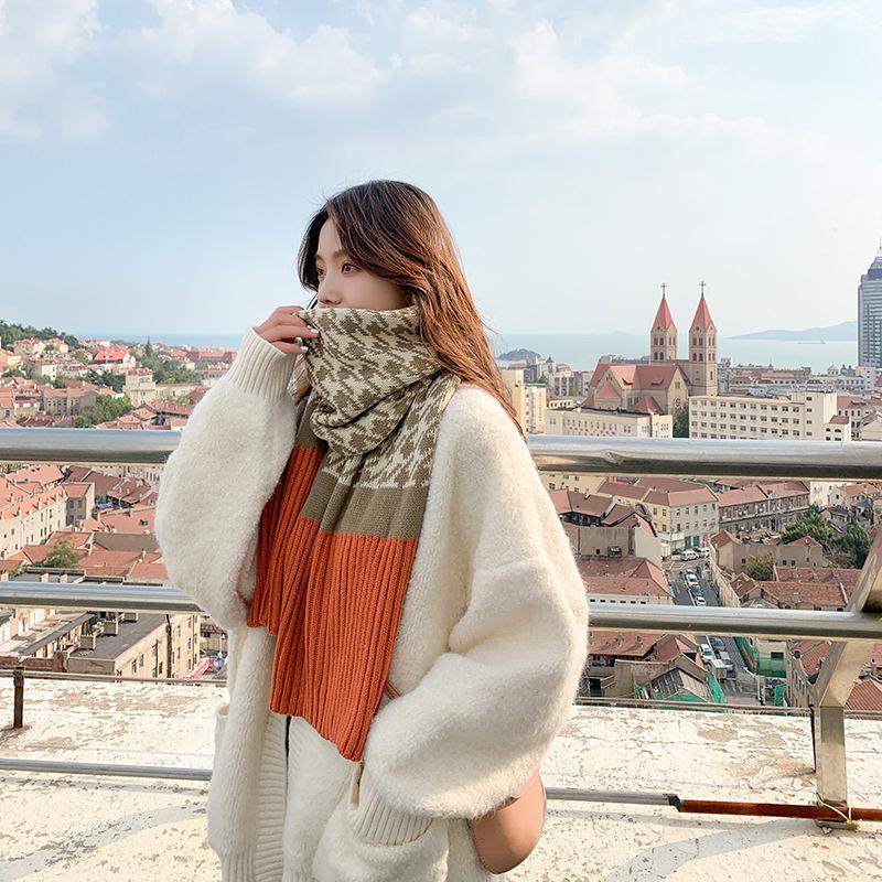 

New Arrival Comfortable Thick Soft Lovers Scarf Warm Temperamental Fresh High Quality Knit Classical Elegant Patchwork Shawl