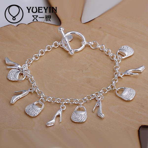 

Charm Bracelets Link Chain Silver Plated Bracelet For Women Men Unisex Jewelry Hand H108 Bijoux Beautifully
