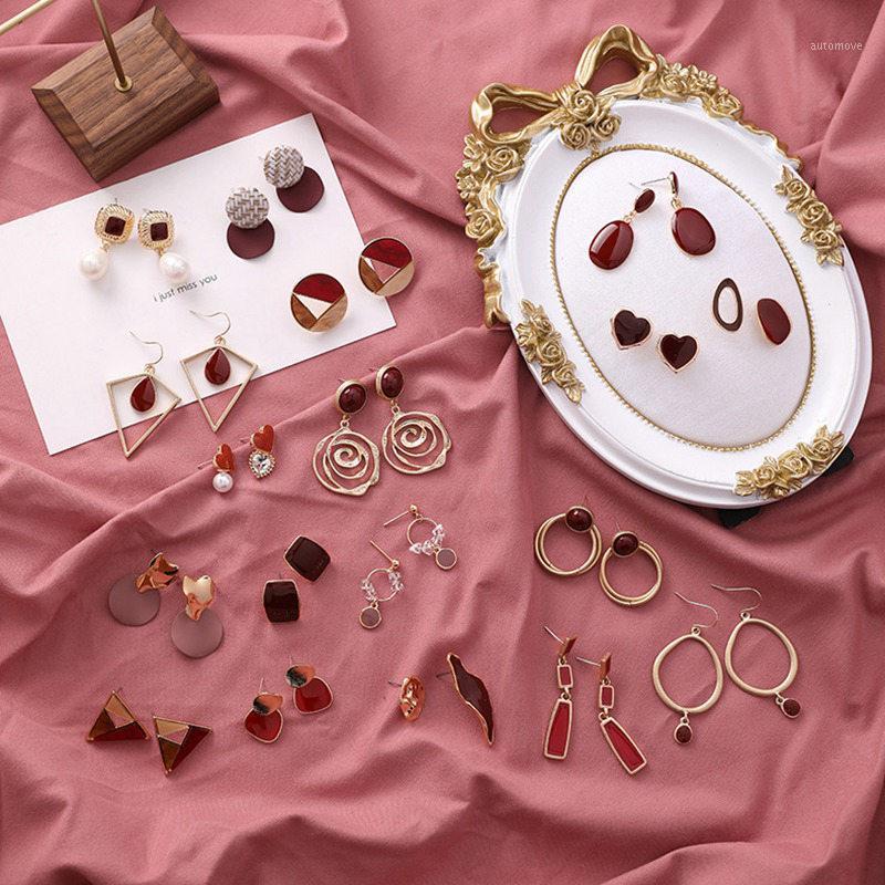 

Korean New Fashion Sweet Irregular Geometric Acrylic Big Dangle Earrings For Female Jewelry Elegant Pendientes1