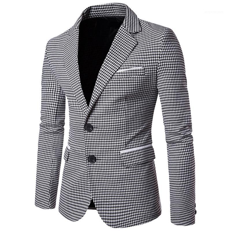 

Casual Plaid Blazer Jacket Hombre Slim Fit Suit Coat Wedding Dress Coat Formal Blazer Masculino Business Men Pocket Suit1, Black white