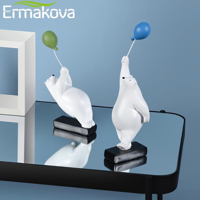 

ERMAKOVA Creativity Resin Cartoon Balloon Bear Polar Bear Crafts Furnishings Simulation Animal Modern Home Decoration